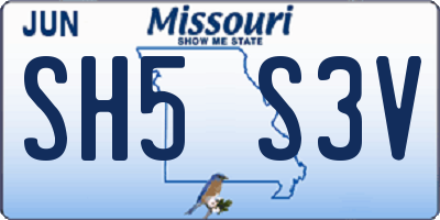 MO license plate SH5S3V