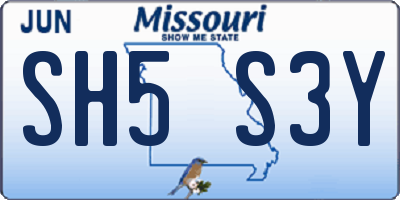 MO license plate SH5S3Y