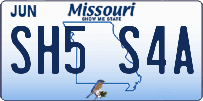 MO license plate SH5S4A