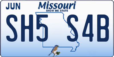 MO license plate SH5S4B