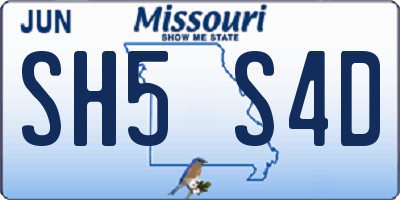 MO license plate SH5S4D