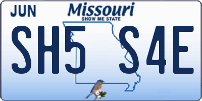 MO license plate SH5S4E