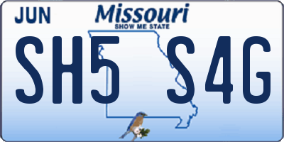 MO license plate SH5S4G
