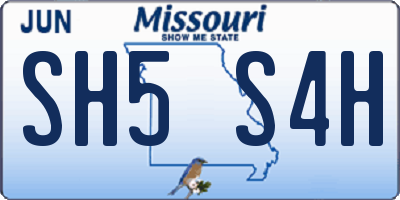 MO license plate SH5S4H