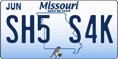 MO license plate SH5S4K