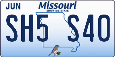 MO license plate SH5S4O