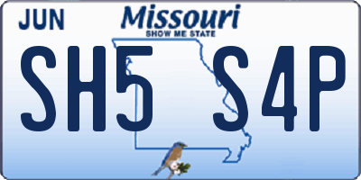 MO license plate SH5S4P