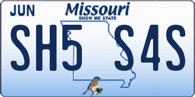 MO license plate SH5S4S