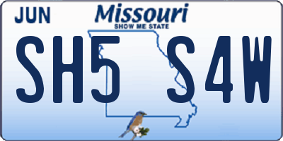 MO license plate SH5S4W