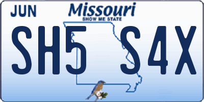 MO license plate SH5S4X