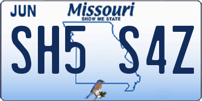 MO license plate SH5S4Z