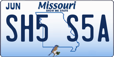 MO license plate SH5S5A
