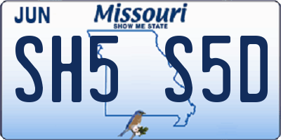 MO license plate SH5S5D