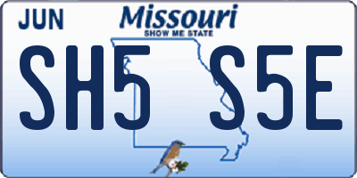 MO license plate SH5S5E