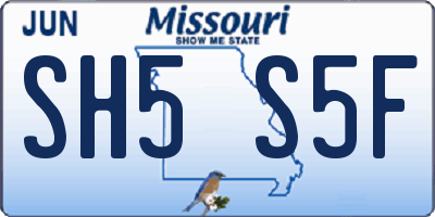 MO license plate SH5S5F