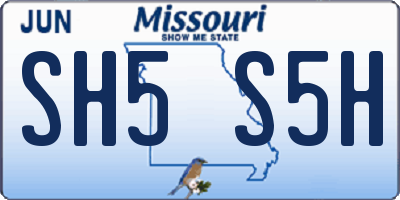 MO license plate SH5S5H