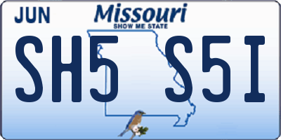 MO license plate SH5S5I