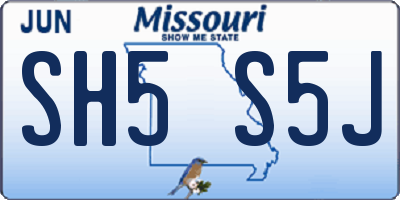 MO license plate SH5S5J