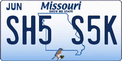 MO license plate SH5S5K