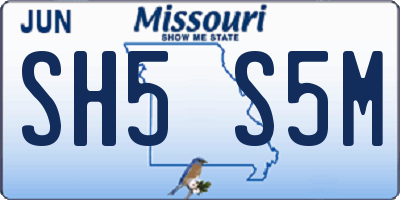 MO license plate SH5S5M