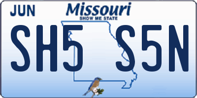 MO license plate SH5S5N