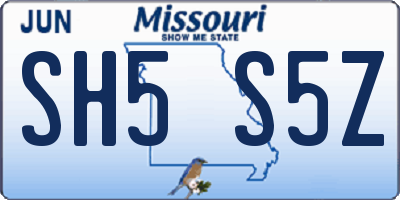 MO license plate SH5S5Z
