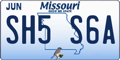 MO license plate SH5S6A
