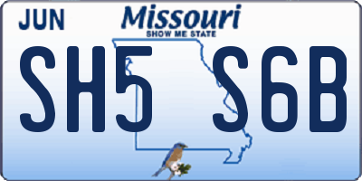 MO license plate SH5S6B