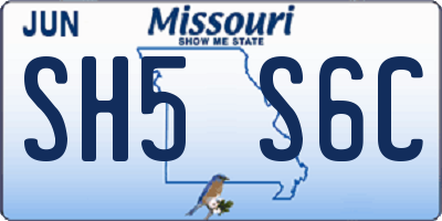 MO license plate SH5S6C