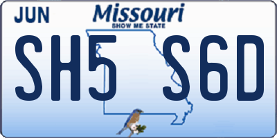MO license plate SH5S6D