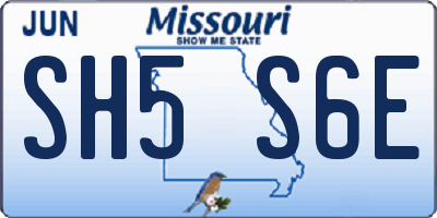 MO license plate SH5S6E