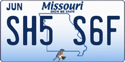 MO license plate SH5S6F