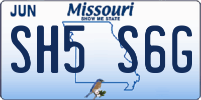MO license plate SH5S6G