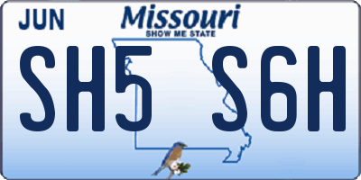 MO license plate SH5S6H