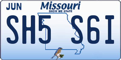 MO license plate SH5S6I