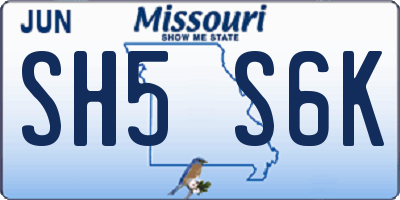 MO license plate SH5S6K