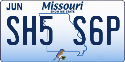 MO license plate SH5S6P