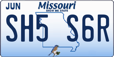 MO license plate SH5S6R