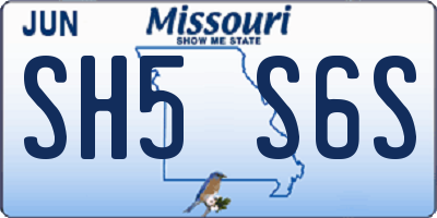 MO license plate SH5S6S