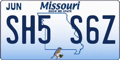 MO license plate SH5S6Z