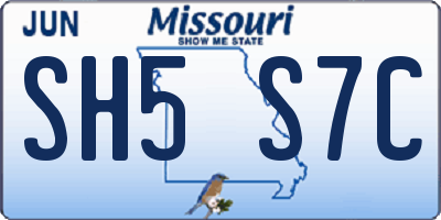 MO license plate SH5S7C