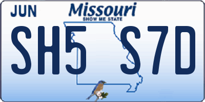 MO license plate SH5S7D