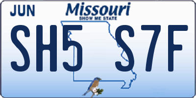 MO license plate SH5S7F