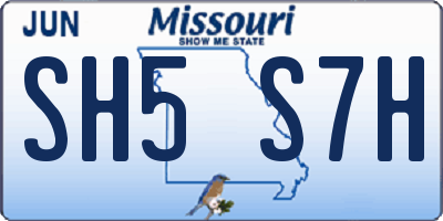 MO license plate SH5S7H