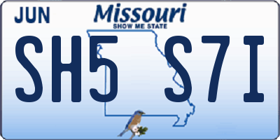 MO license plate SH5S7I