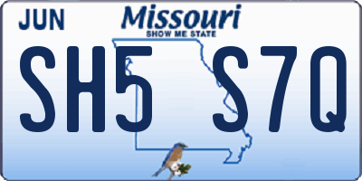 MO license plate SH5S7Q