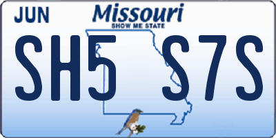 MO license plate SH5S7S