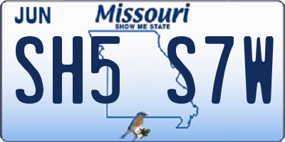 MO license plate SH5S7W