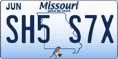 MO license plate SH5S7X