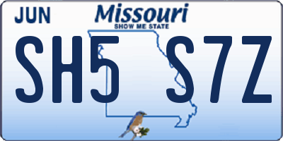 MO license plate SH5S7Z